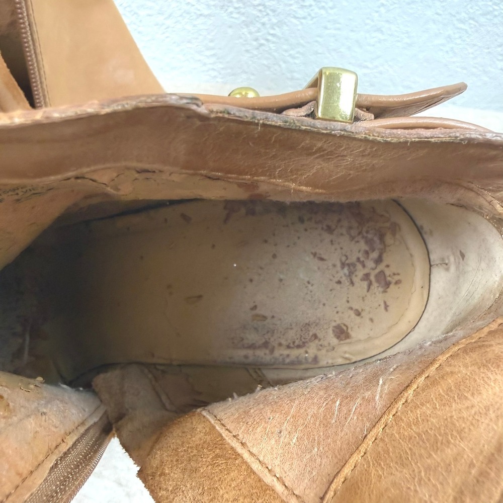 Coach Tan Leather Side Zip Block Heel Ankle Booties Women's Size 7.5‎ - Picture 14 of 16